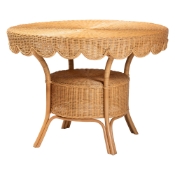bali & pari Abena Bohemian Scalloped Light Honey Rattan Dining Table